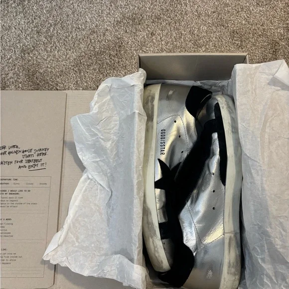 Golden Goose Silver and Black Super-Star Sneakers - Picture 3 of 4
